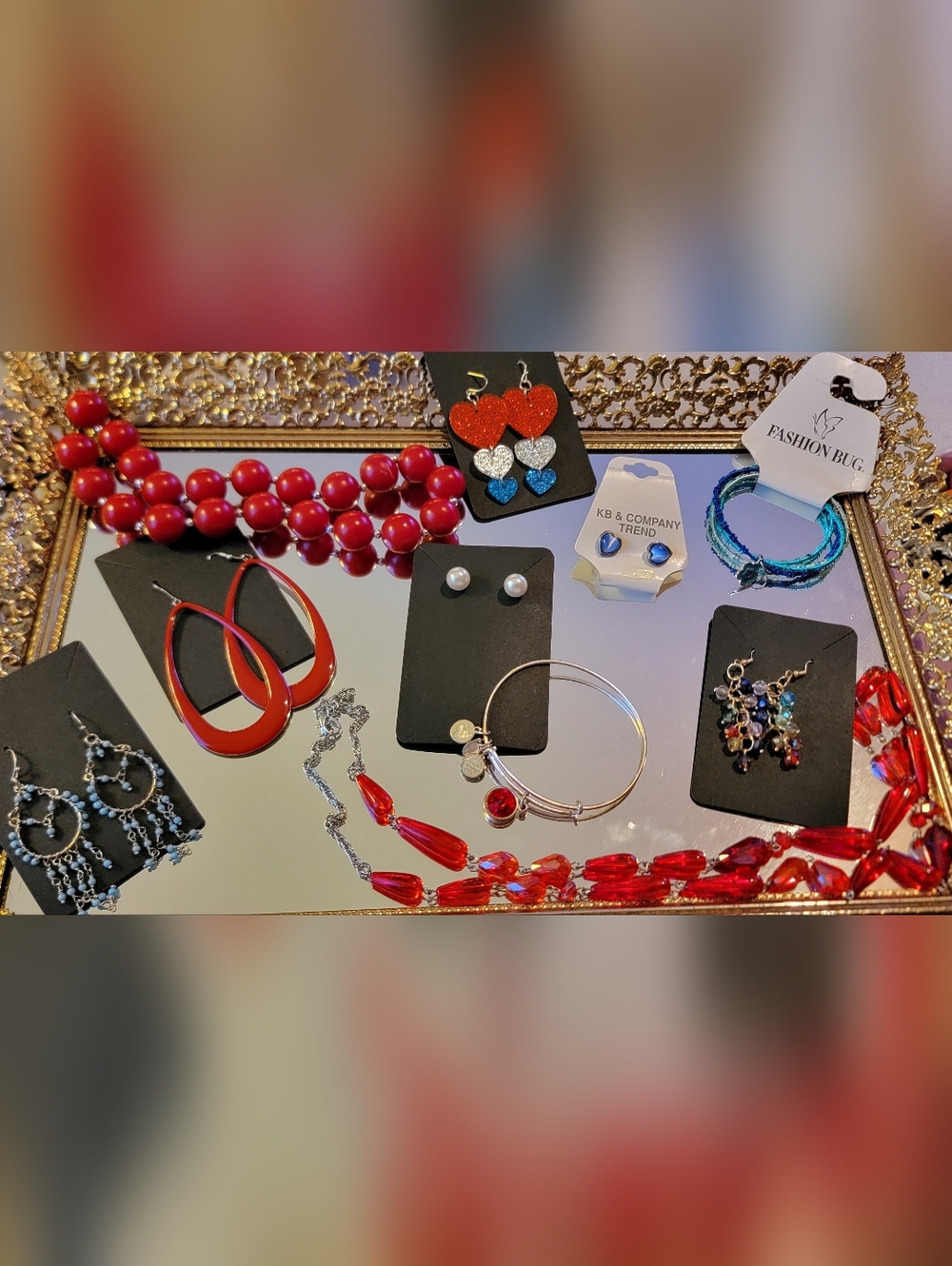 Lot Of 10 Pieces Necklace, Bracelets And Earrings 4th Of July Indepence Day